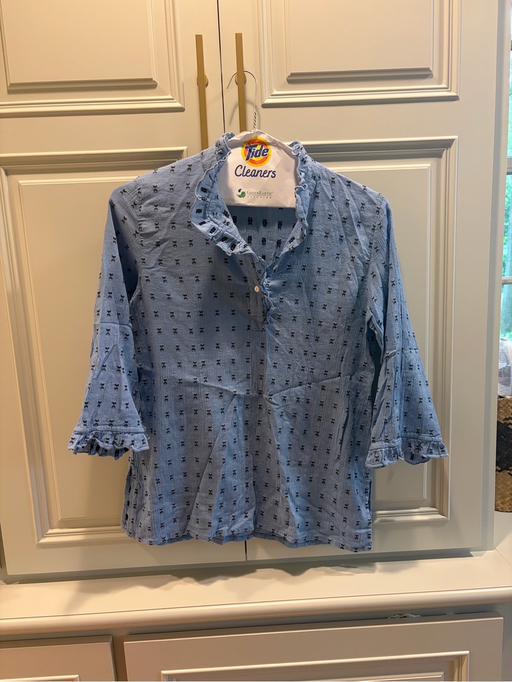 Light Blue Girls' Ruffle Henley Top